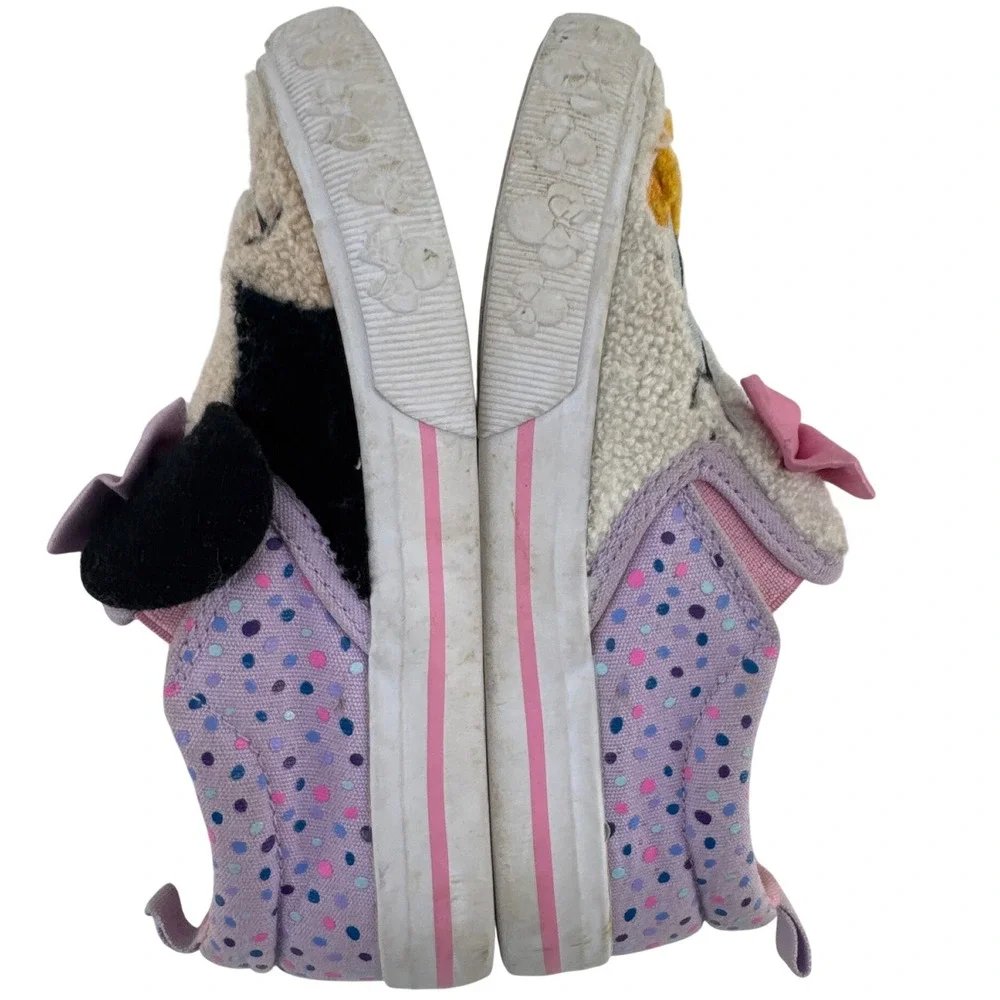 Disney Minnie Mouse Daisy Duck Kids Slip On Sneakers Size 10 Purple Polka Dot